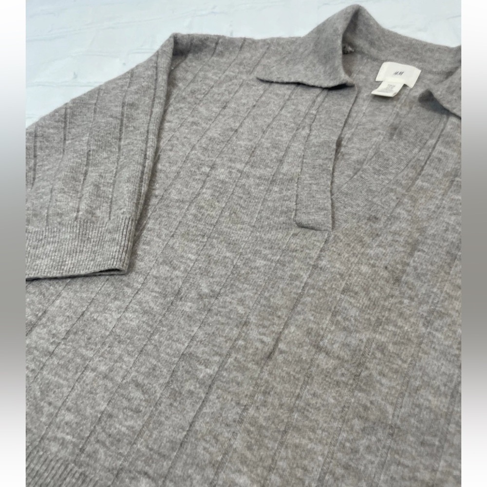 H&M Fine Knit Sweater Polo Shirt Top 3/4 Sleeve Woman’s Size‎ XS Classic RELAXED - Picture 13 of 16